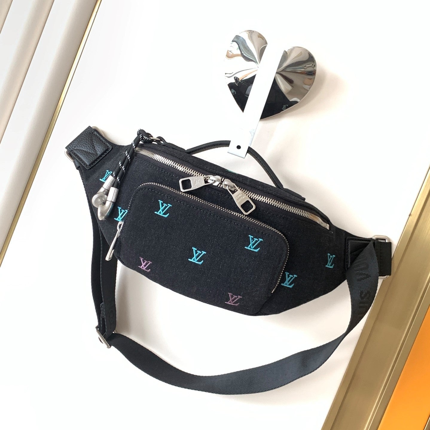 LV M13961 Rush Bumbag Black LV Blason Denim & Cowhide mysite