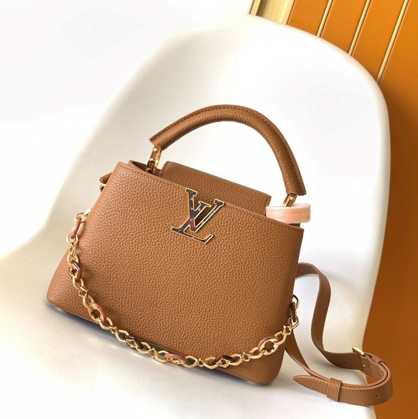 LV Capucine Mini Bag 27cm Brown Gold Taurillon cowhide mysite