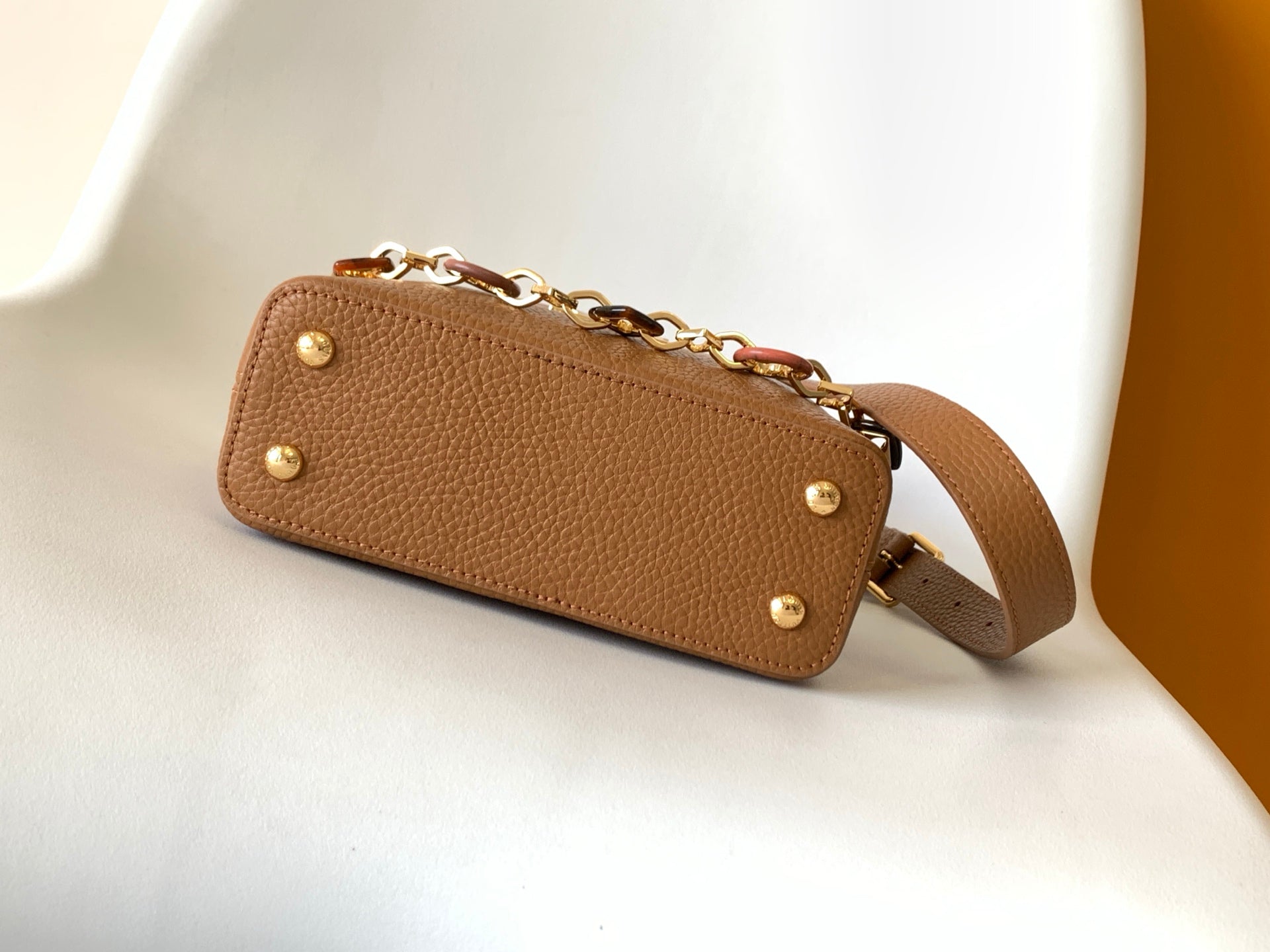 LV Capucine Mini Bag 21cm Brown Gold Taurillon cowhide mysite