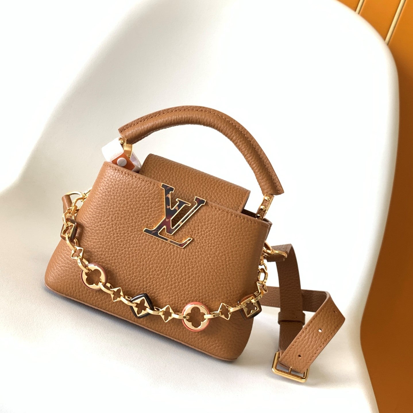 LV Capucine Mini Bag 21cm Brown Gold Taurillon cowhide mysite