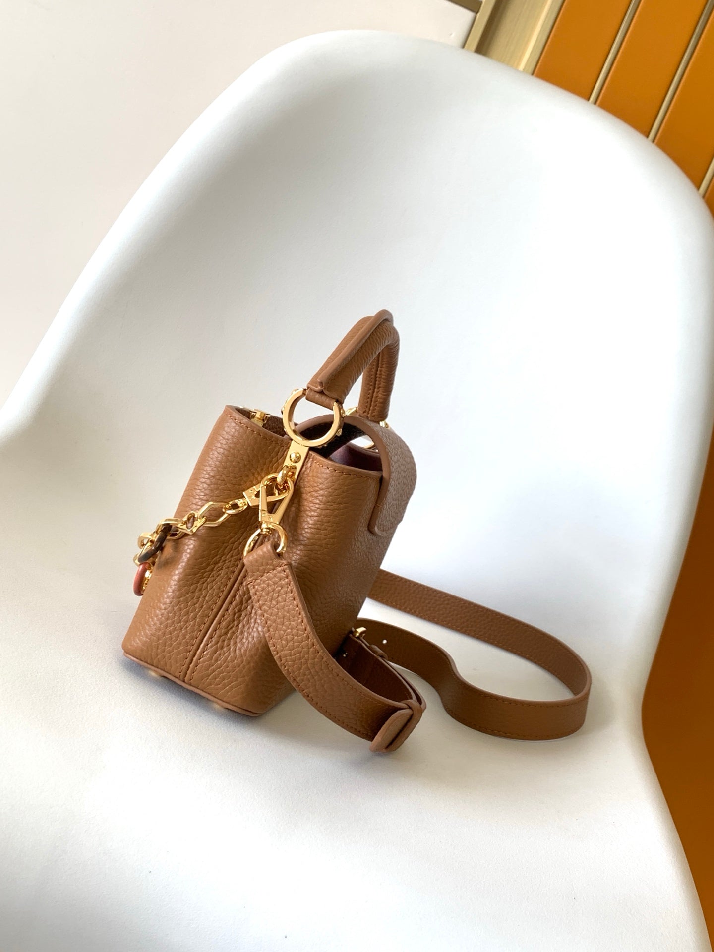 LV Capucine Mini Bag 21cm Brown Gold Taurillon cowhide mysite