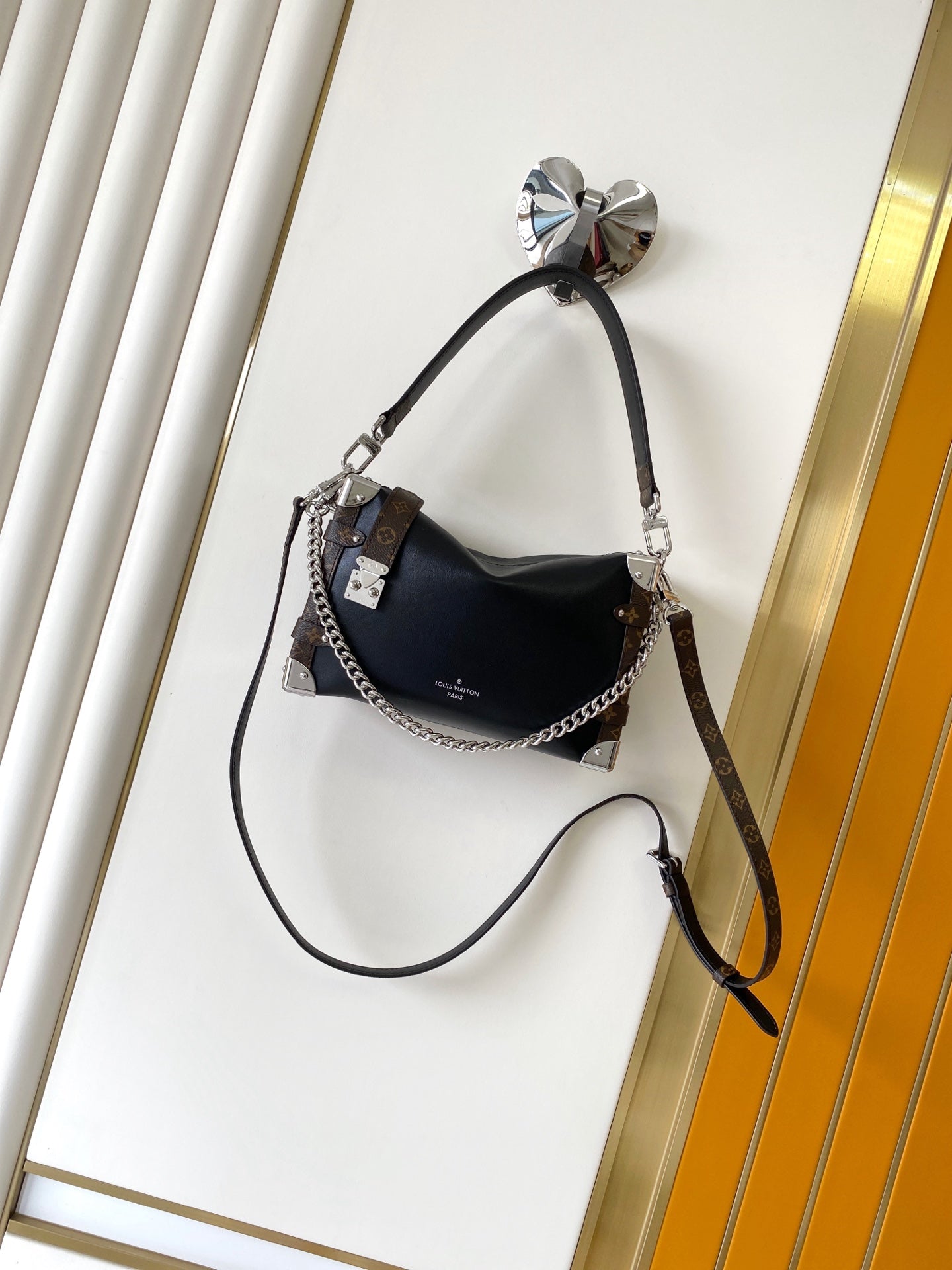 LV M25160 Side Trunk MM Bag 23.5 Black Caviar Calfskin& Cowhide HW mysite