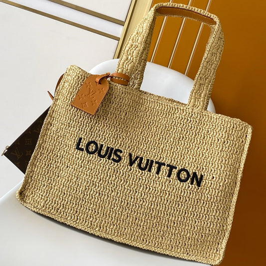 Summer Shopper Tote MM Beige Raffia & Cowhide mysite