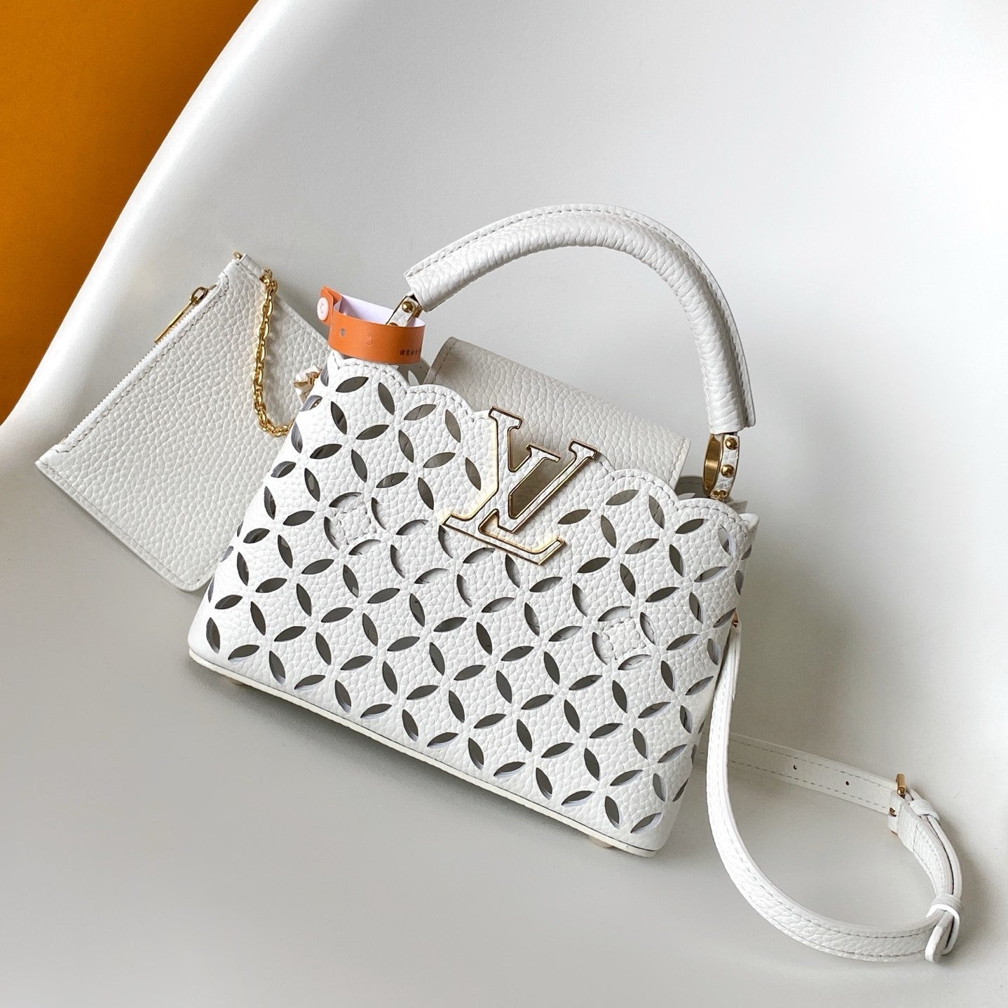 LV M25497 Capucines Mini Handbag White Laser-cut Cowhide GHW mysite