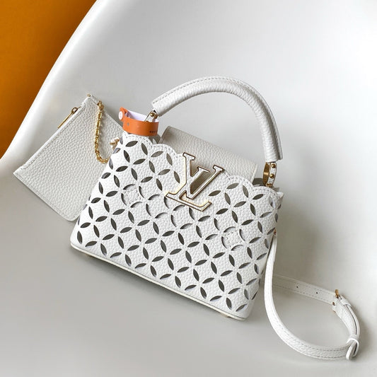 LV M25497 Capucines Mini Handbag White Laser-cut Cowhide GHW mysite