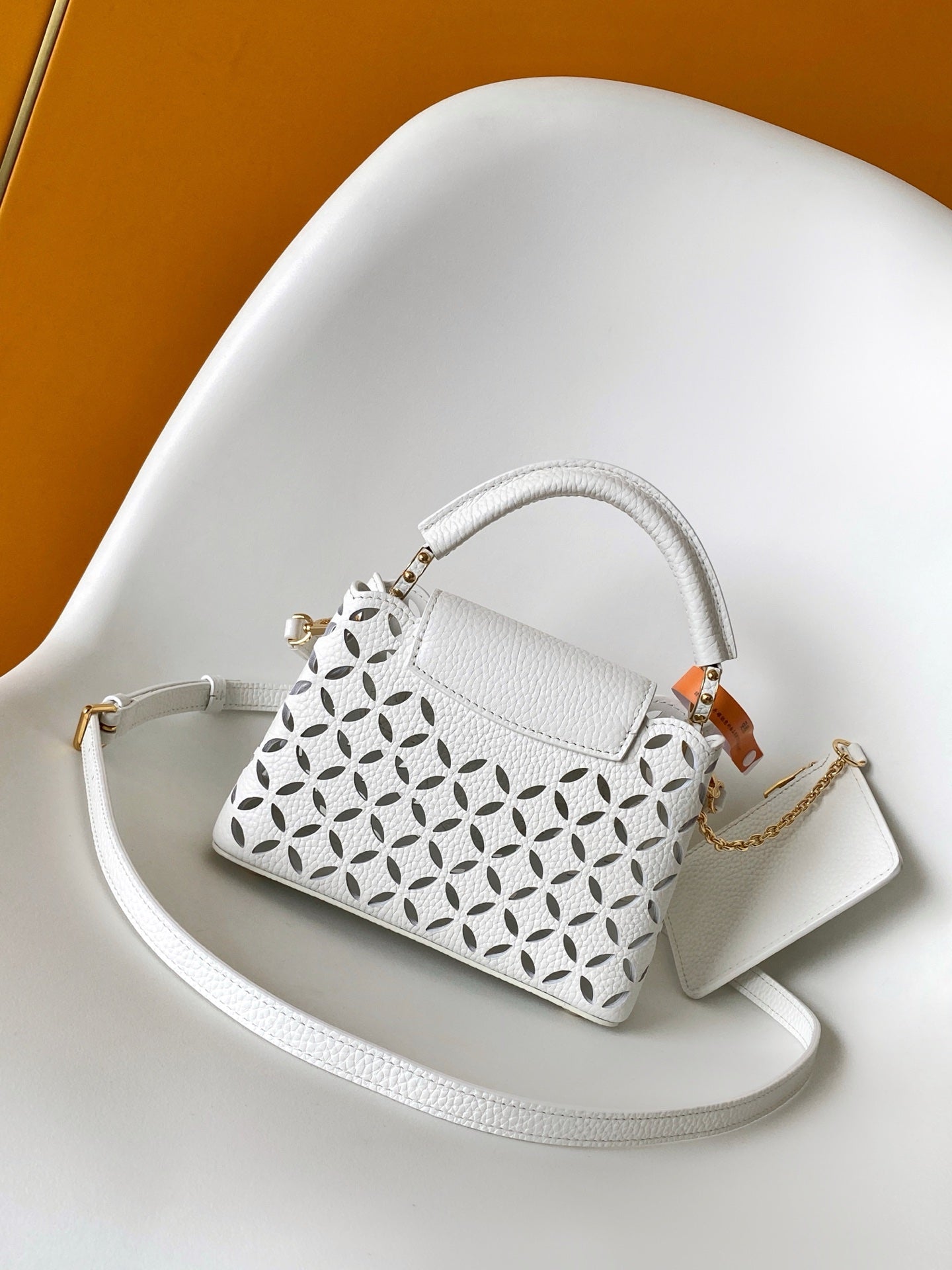 LV M25497 Capucines Mini Handbag White Laser-cut Cowhide GHW mysite