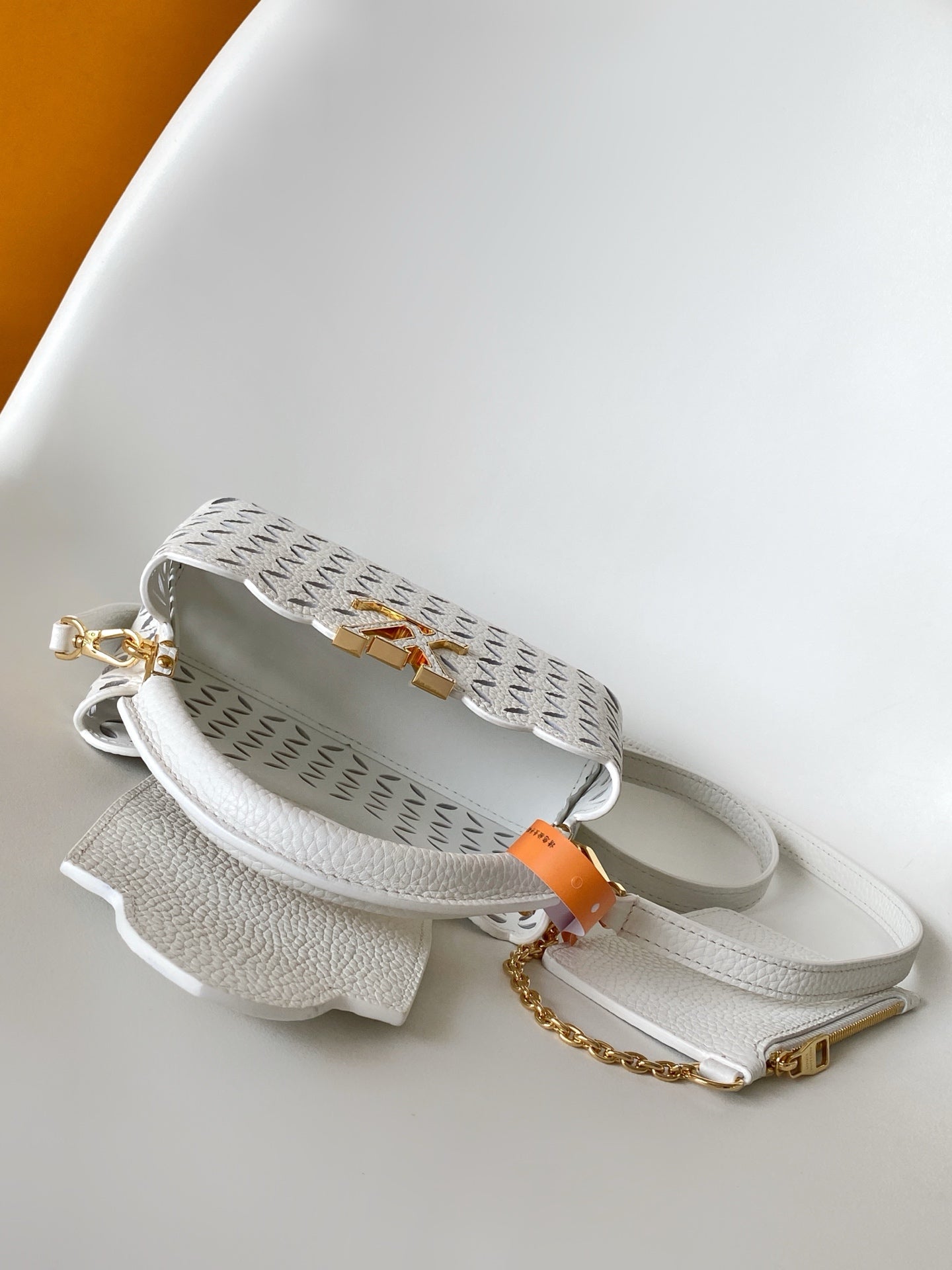 LV M25497 Capucines Mini Handbag White Laser-cut Cowhide GHW mysite