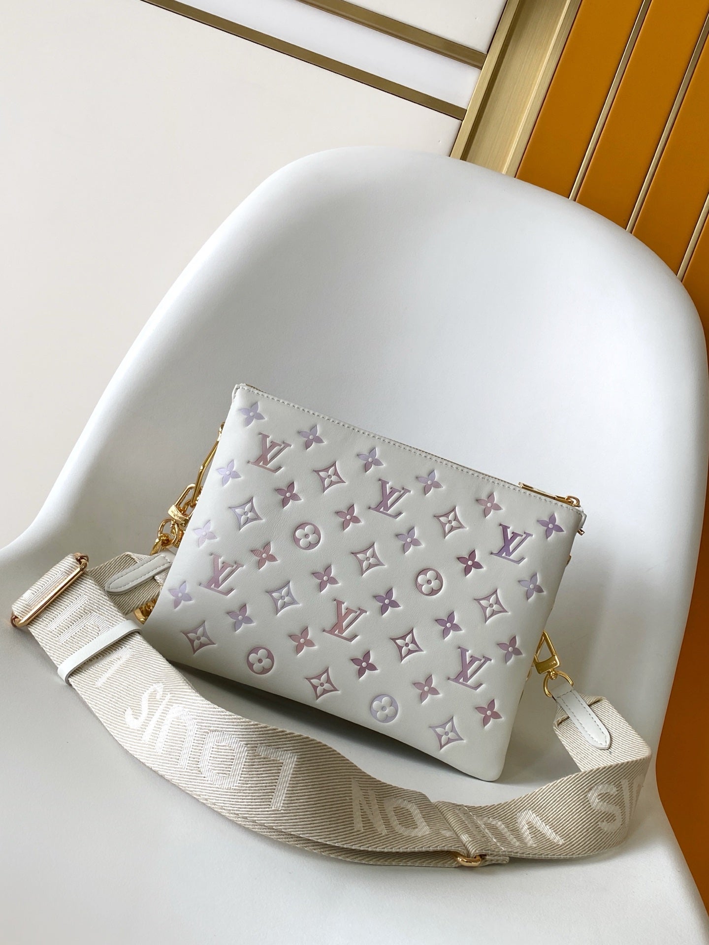 LV Coussin PM 26cm Cream Purple Monogram Empreinte Calfskin GHW mysite
