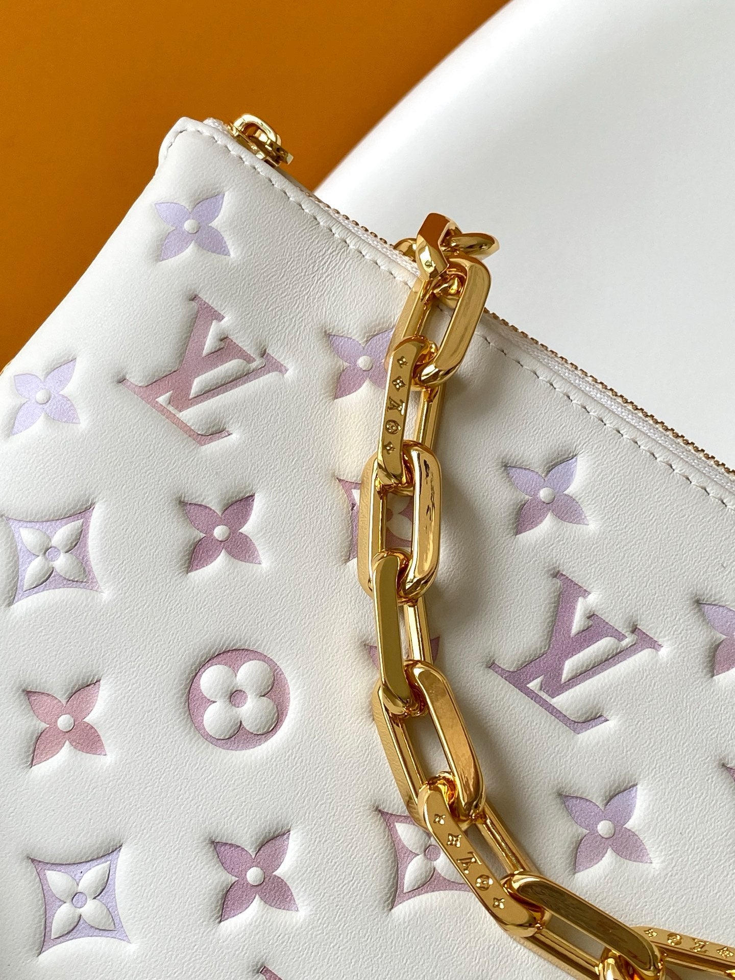 LV Coussin PM 26cm Cream Purple Monogram Empreinte Calfskin GHW mysite