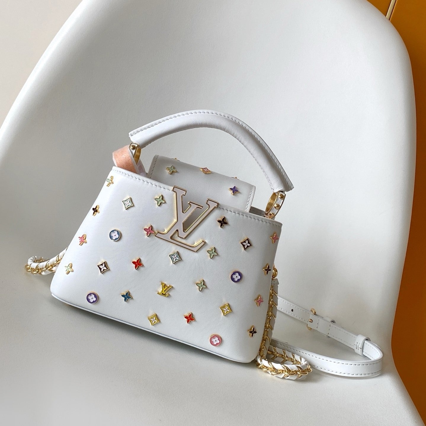 LV x TM Capucines Mini 21cm White Taurillon Cowhide & Metallic Studs GHW mysite