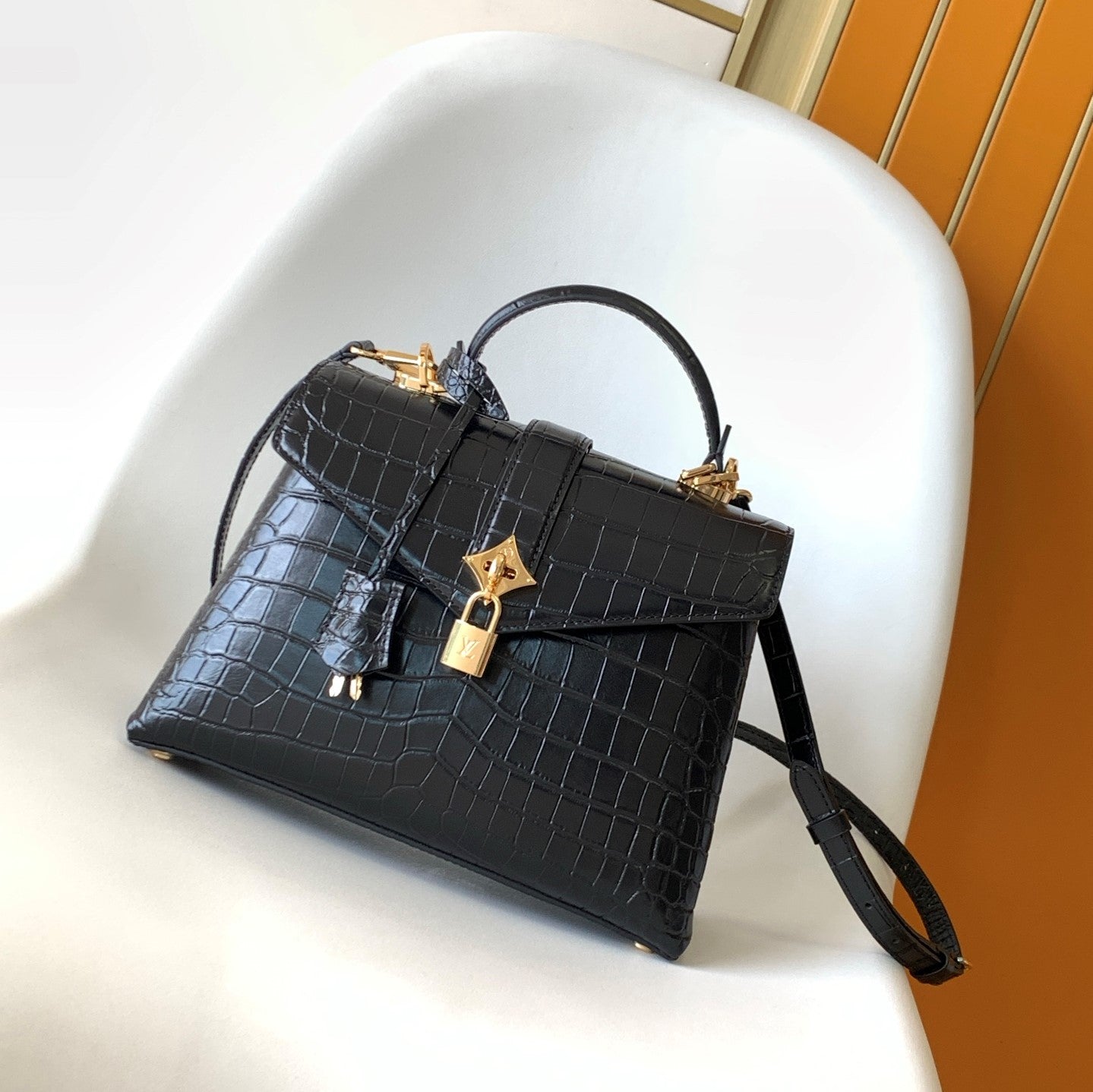 LV 25s Rose Des Vents Handbag 27cm Black Crocodile GHW mysite
