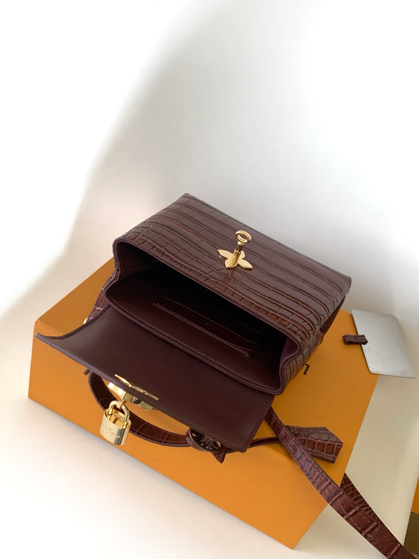 LV 25s Rose Des Vents Handbag 19cm Burgundy Crocodile GHW mysite