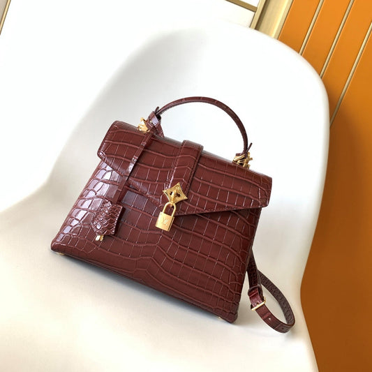 LV 25s Rose Des Vents Handbag 27cm Burgundy Crocodile GHW mysite
