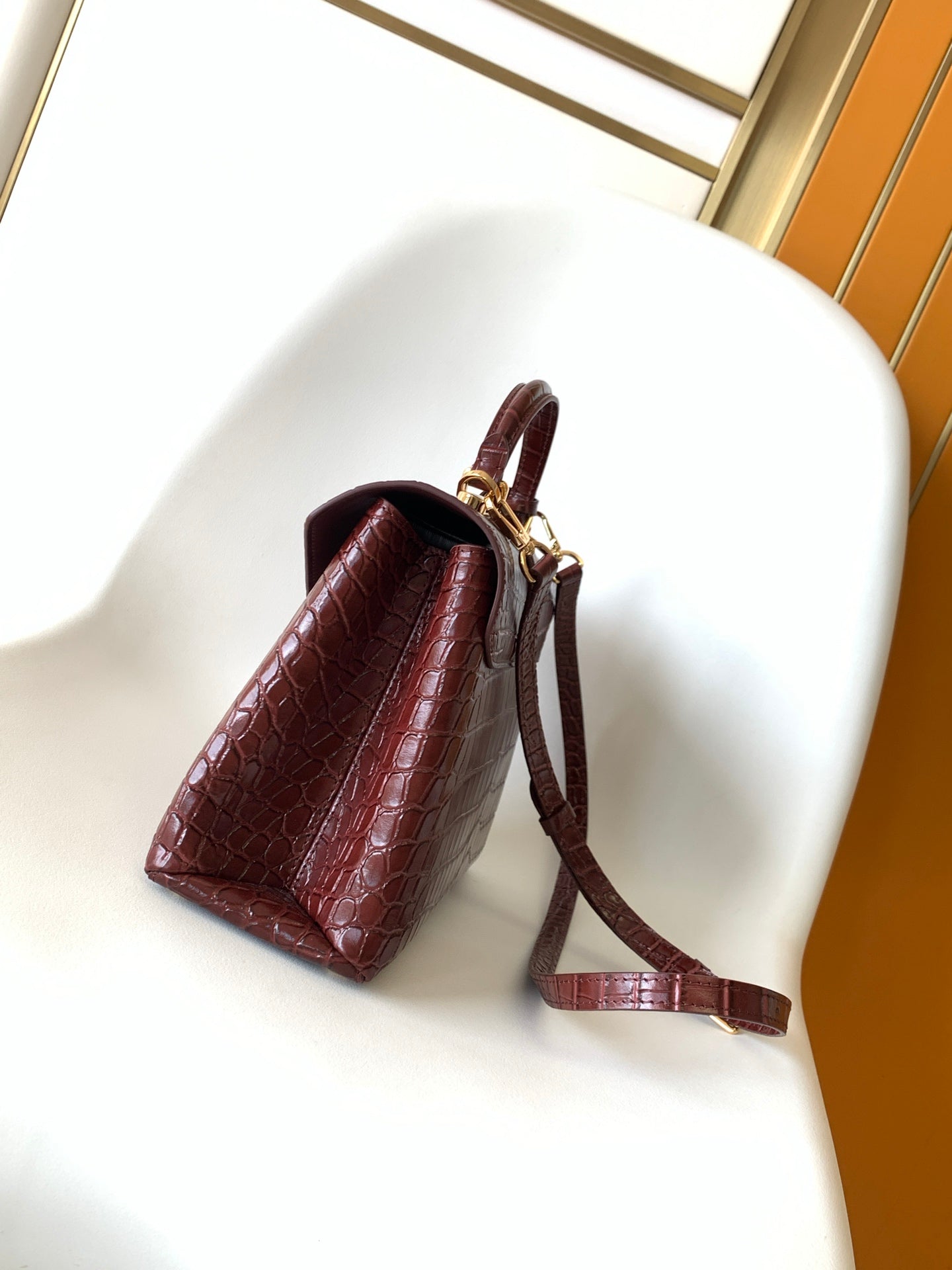 LV 25s Rose Des Vents Handbag 27cm Burgundy Crocodile GHW mysite