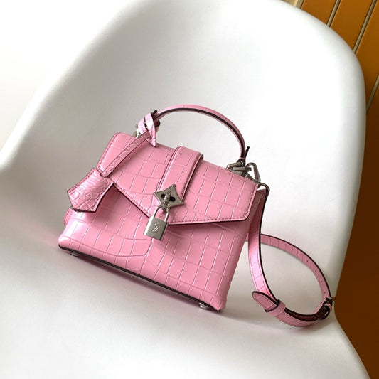 LV 25s Rose Des Vents Handbag 19cm Pink Crocodile Metal HW mysite
