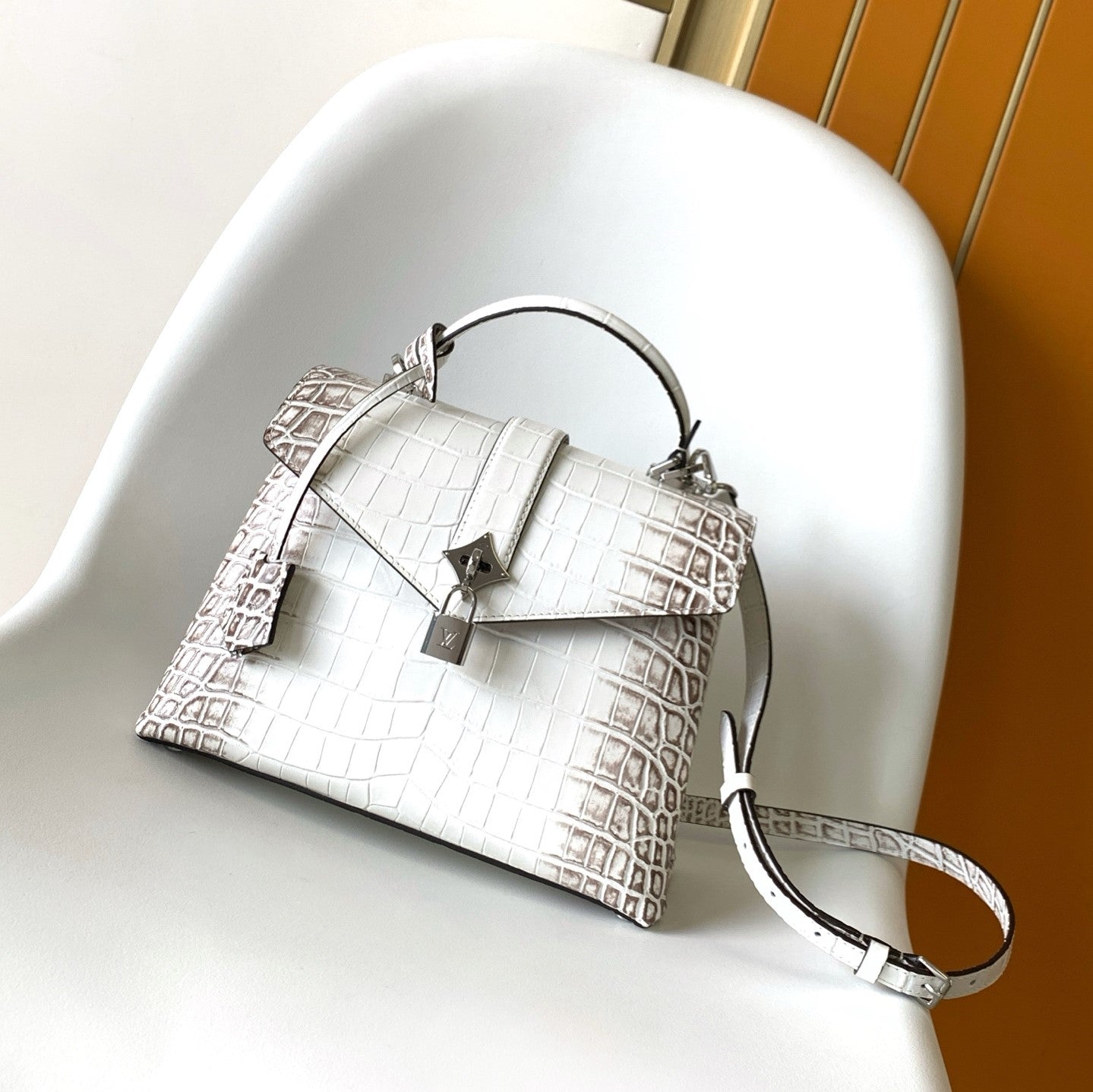 LV 25s Rose Des Vents Handbag 27cm White Crocodile Himalaya Metal HW mysite