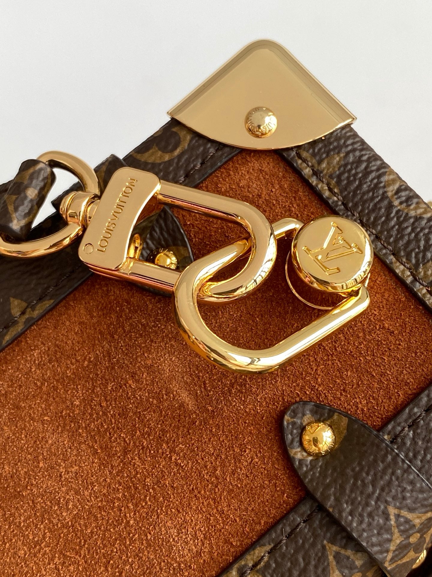 LV Side Trunk MM 23.5cm Brown Suede Canvas mysite