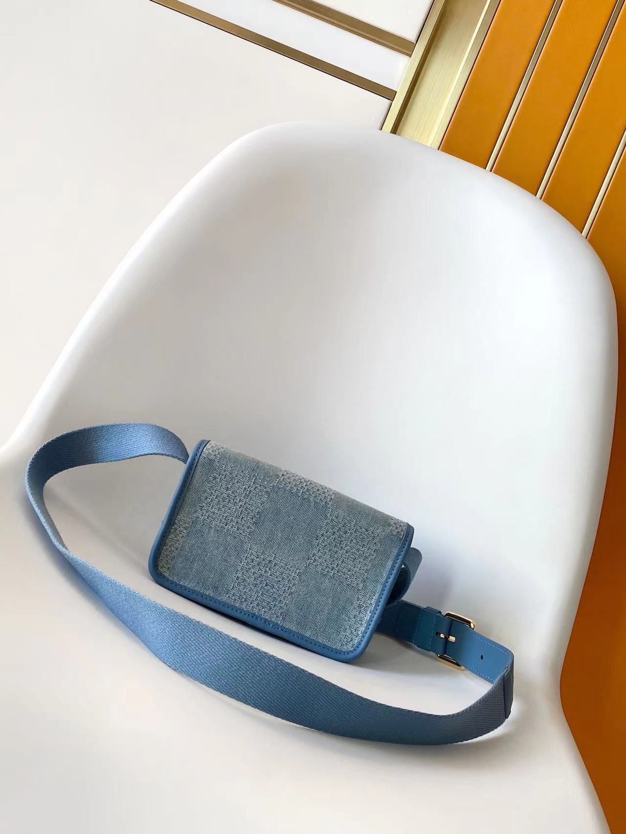 LV Bosphore Mini Handbag 19cm Blue Denim Cotton GHW mysite