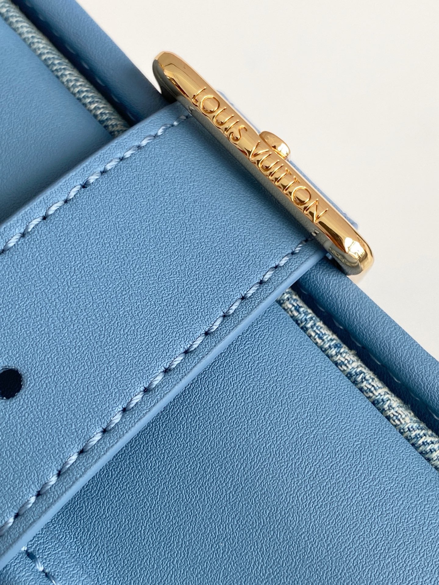 LV Bosphore Mini Handbag 19cm Blue Denim Cotton GHW mysite