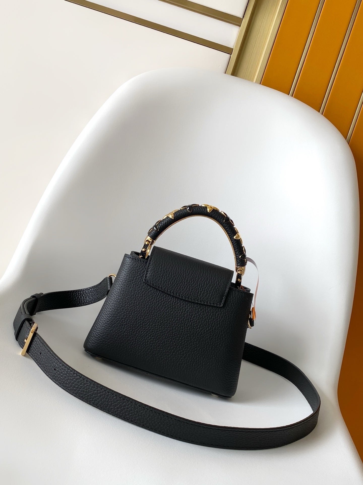 LV Capucines with LV Initials logo 21 Black Taurillon Leather 268143 mysite