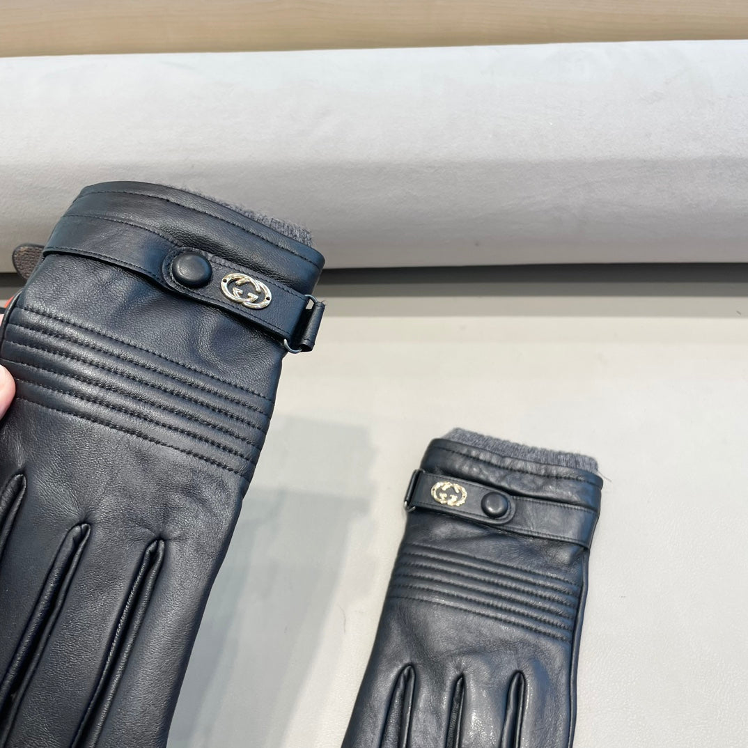 TOUCHSCREEN GLOVES IN BLACK LAMBSKIN MIX WOOL 327782 mysite