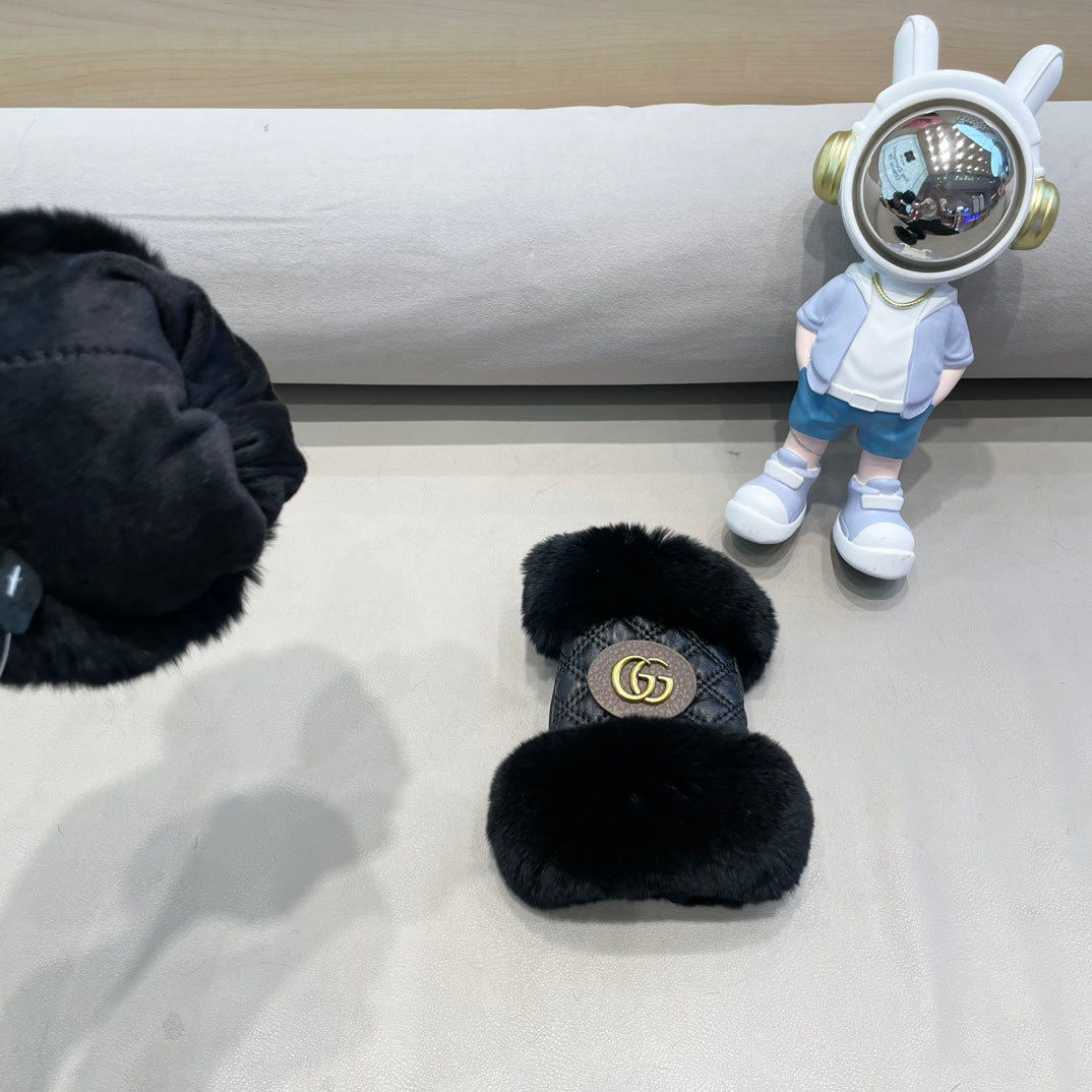 HALF-FINGER GLOVES IN BLACK RABBIT FUR AND LAMBSKIN 432564 mysite