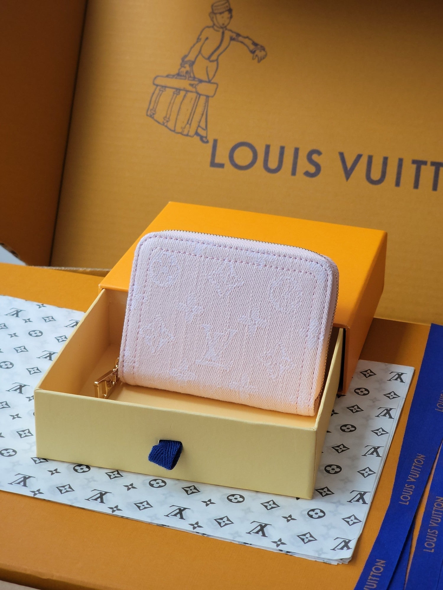 LV Zippy Coin Purse Pink Monogram Denim - Light GHW mysite