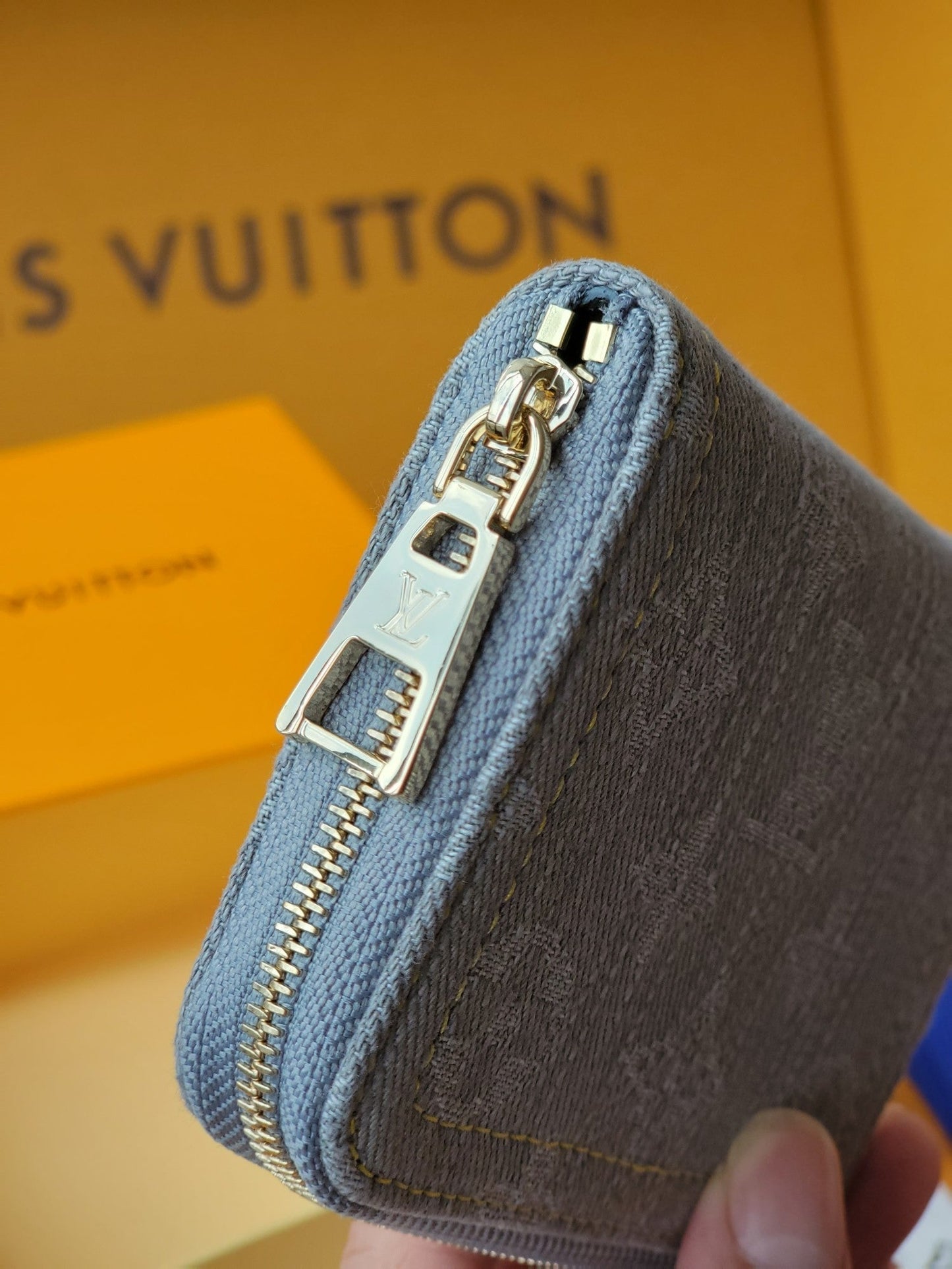 LV Zippy Coin Purse Grey Monogram Denim - Light GHW mysite