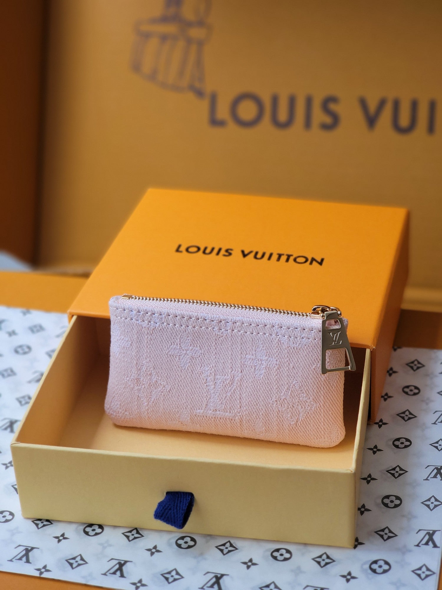 LV Key Pouch Pink Monogram Denim - Light GHW mysite