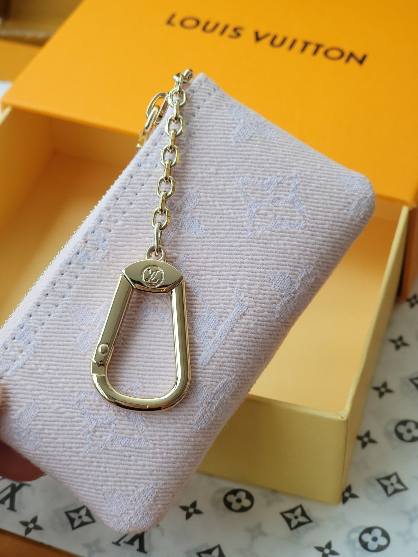 LV Key Pouch Pink Monogram Denim - Light GHW mysite