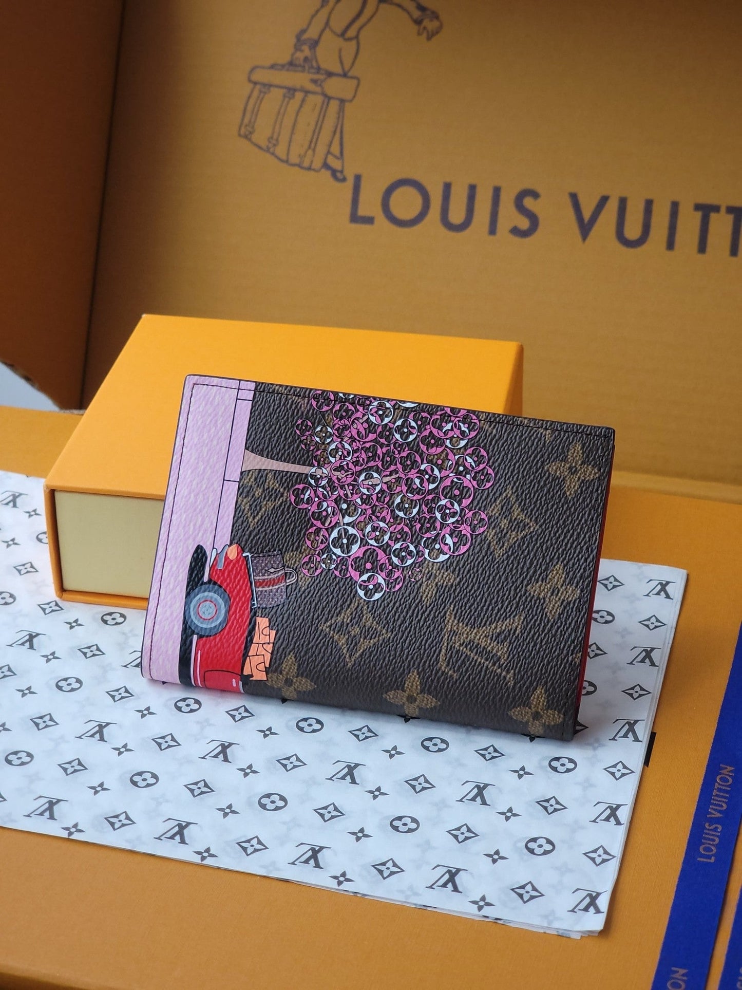 LV Passport Cover Red Monogram Vivienne Paris Lining mysite