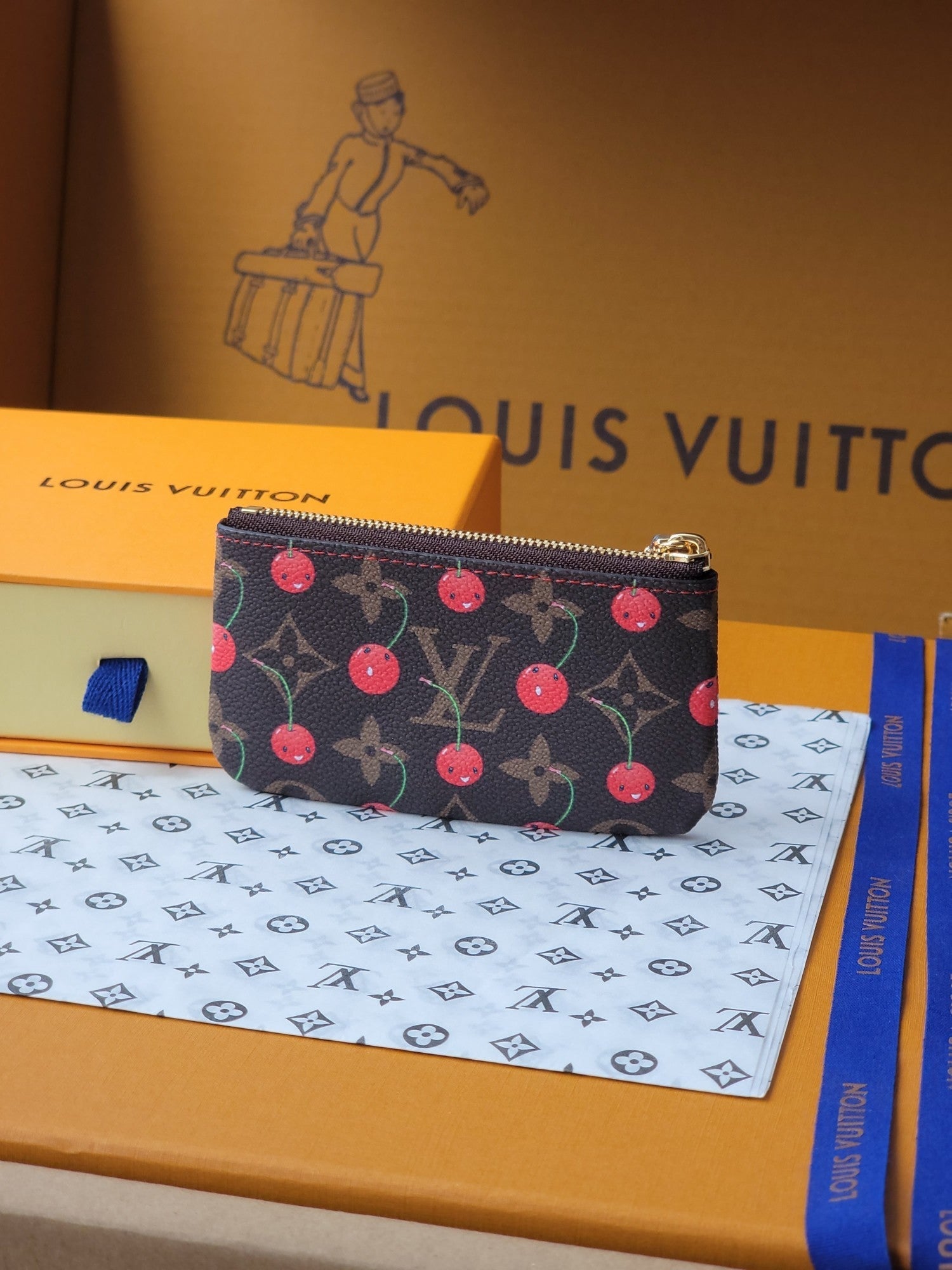 LV x TM Pochette Cre Coin Purse Brown Monogram Canvas With Cherry Motif mysite