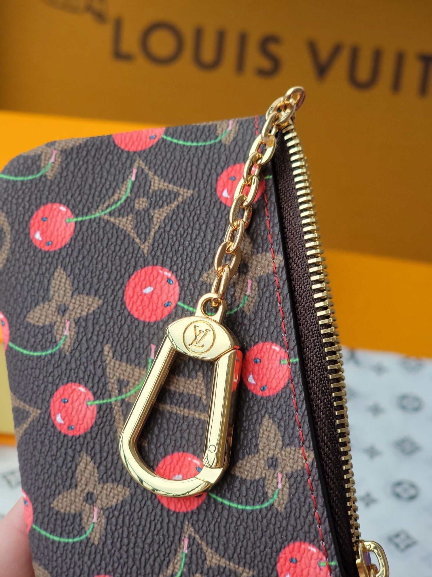LV x TM Pochette Cre Coin Purse Brown Monogram Canvas With Cherry Motif mysite