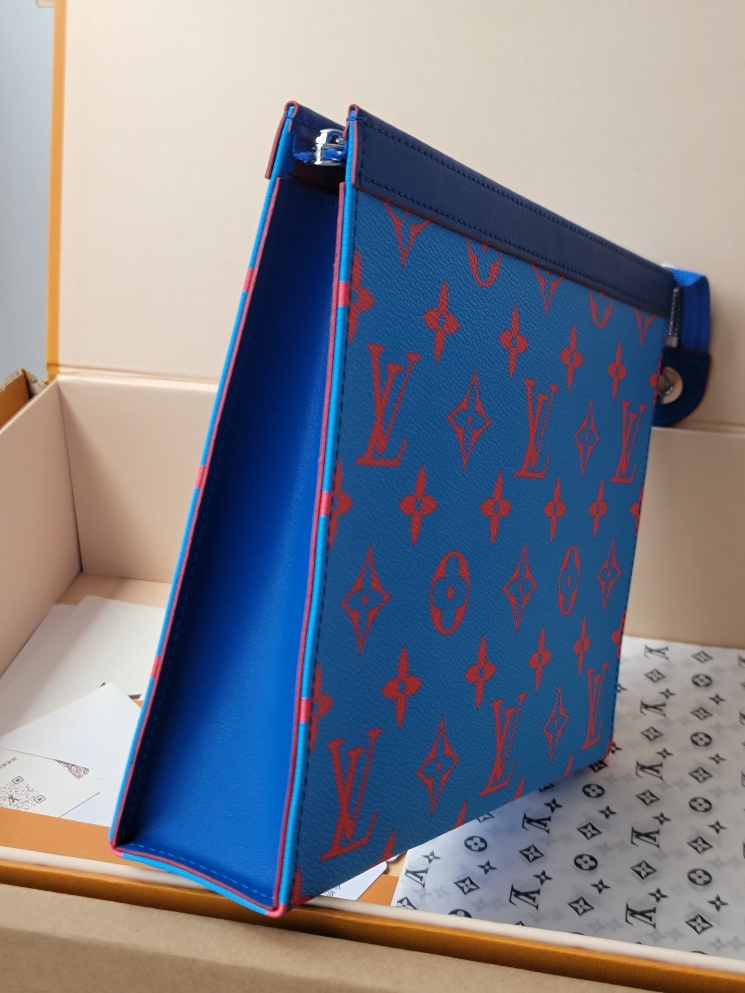 LV M14692 Pochette Voyage Blue Red Monogram Glow Canvas & Cowhide mysite