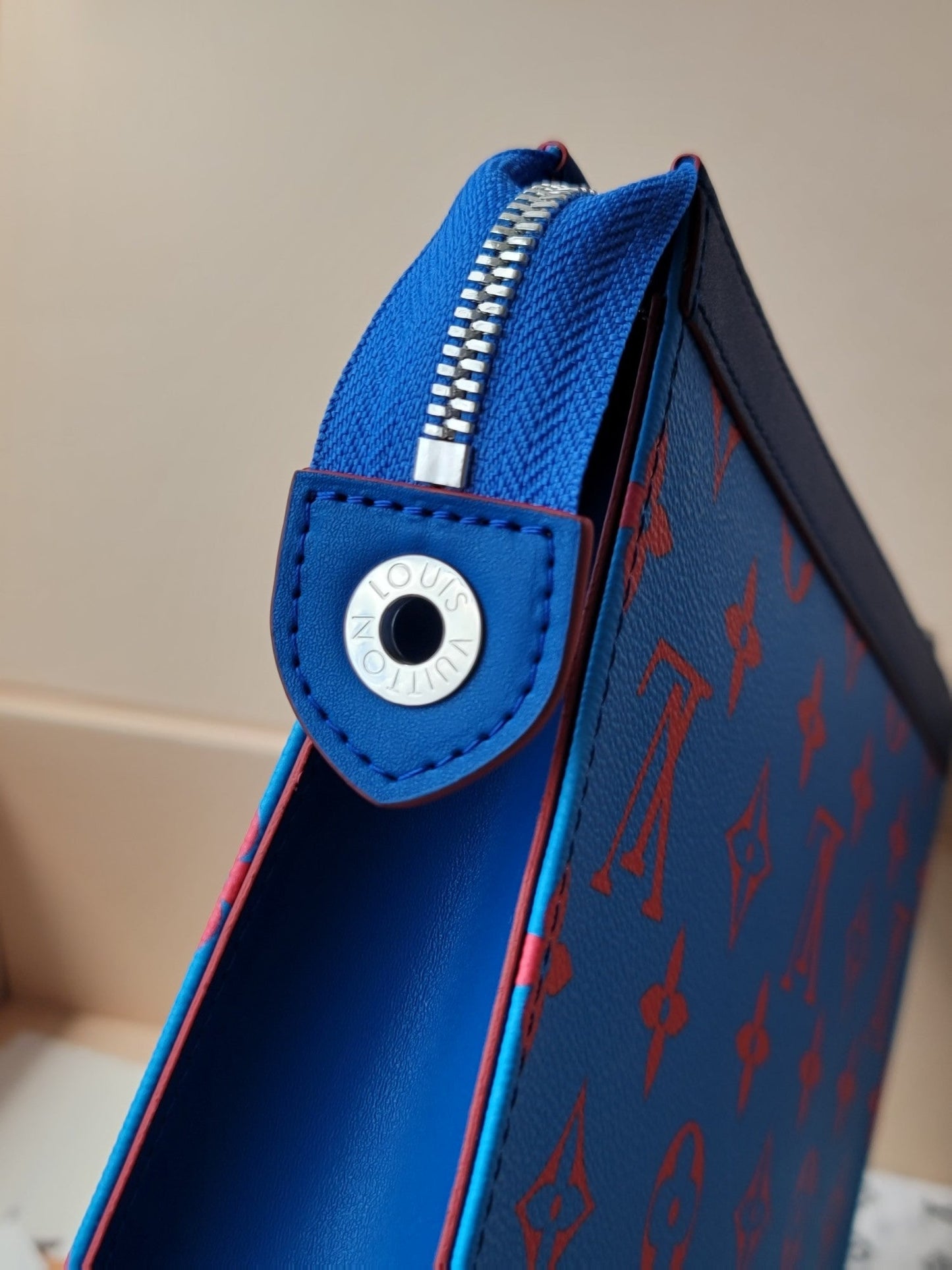 LV M14692 Pochette Voyage Blue Red Monogram Glow Canvas & Cowhide mysite