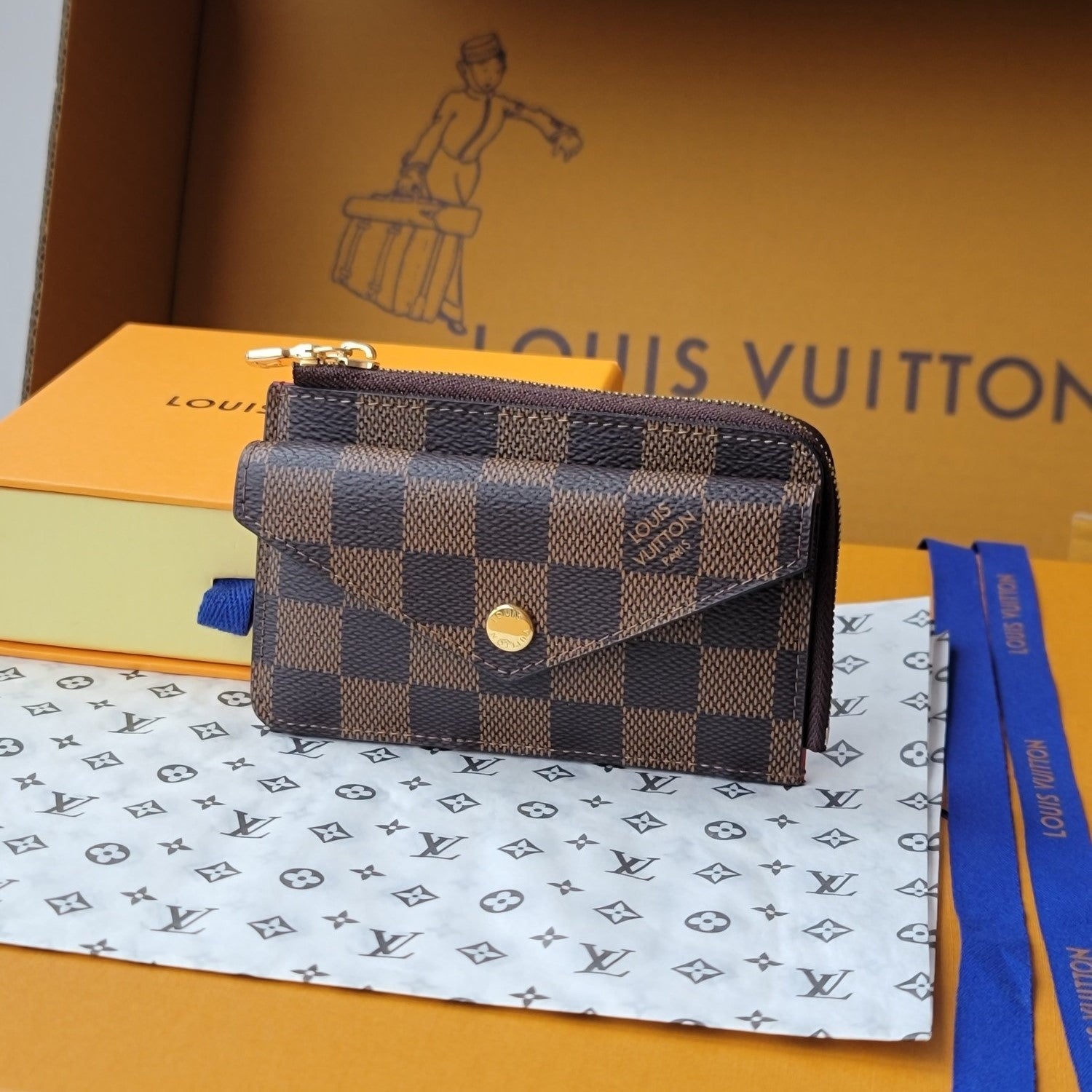 LV Card Holder Recto Verso Brown Damier Canvas & Cowhide GHW mysite
