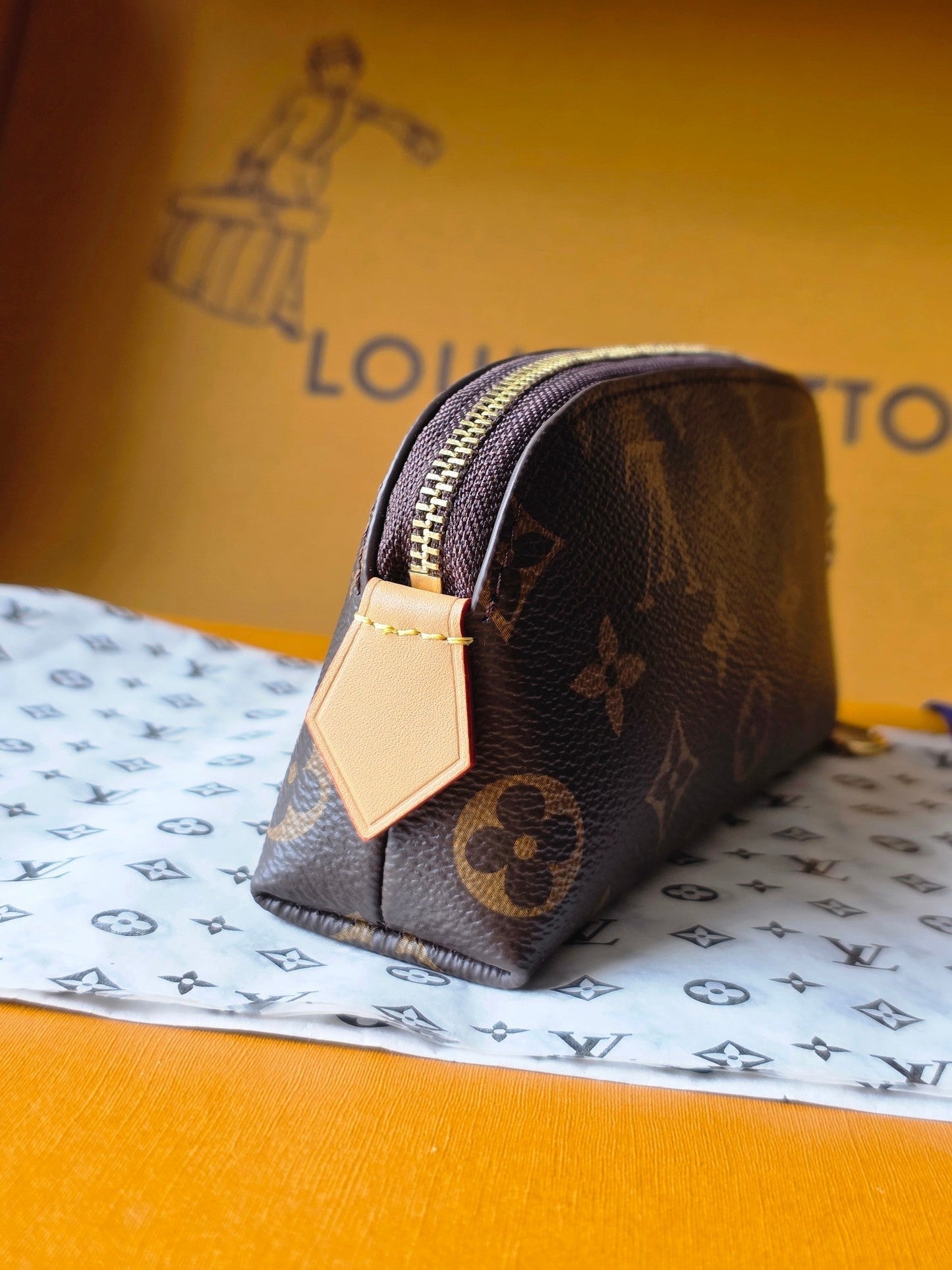 LV M25694 Cosmetic Lipstick Pouch Brown Monogram Canvas & Cowhide GHW mysite