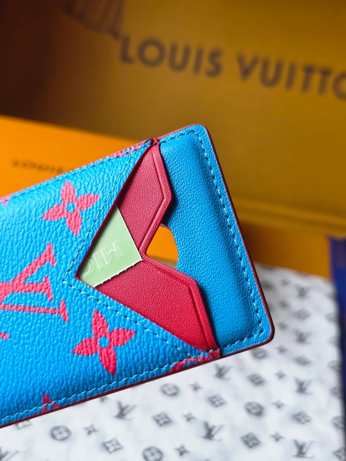 LV M15034 Porte-Cartes Magnet Blue Red Monogram Glow Canvas & Cowhide mysite