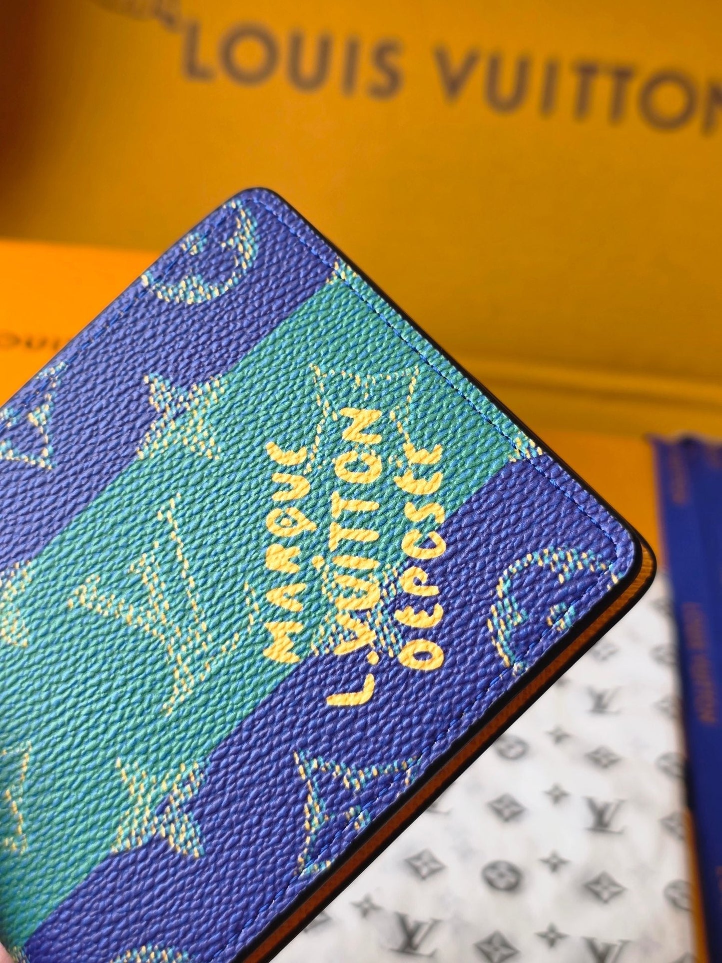 LV M25795 Multiple Wallet Dark Blue Teal Green Cowhide mysite