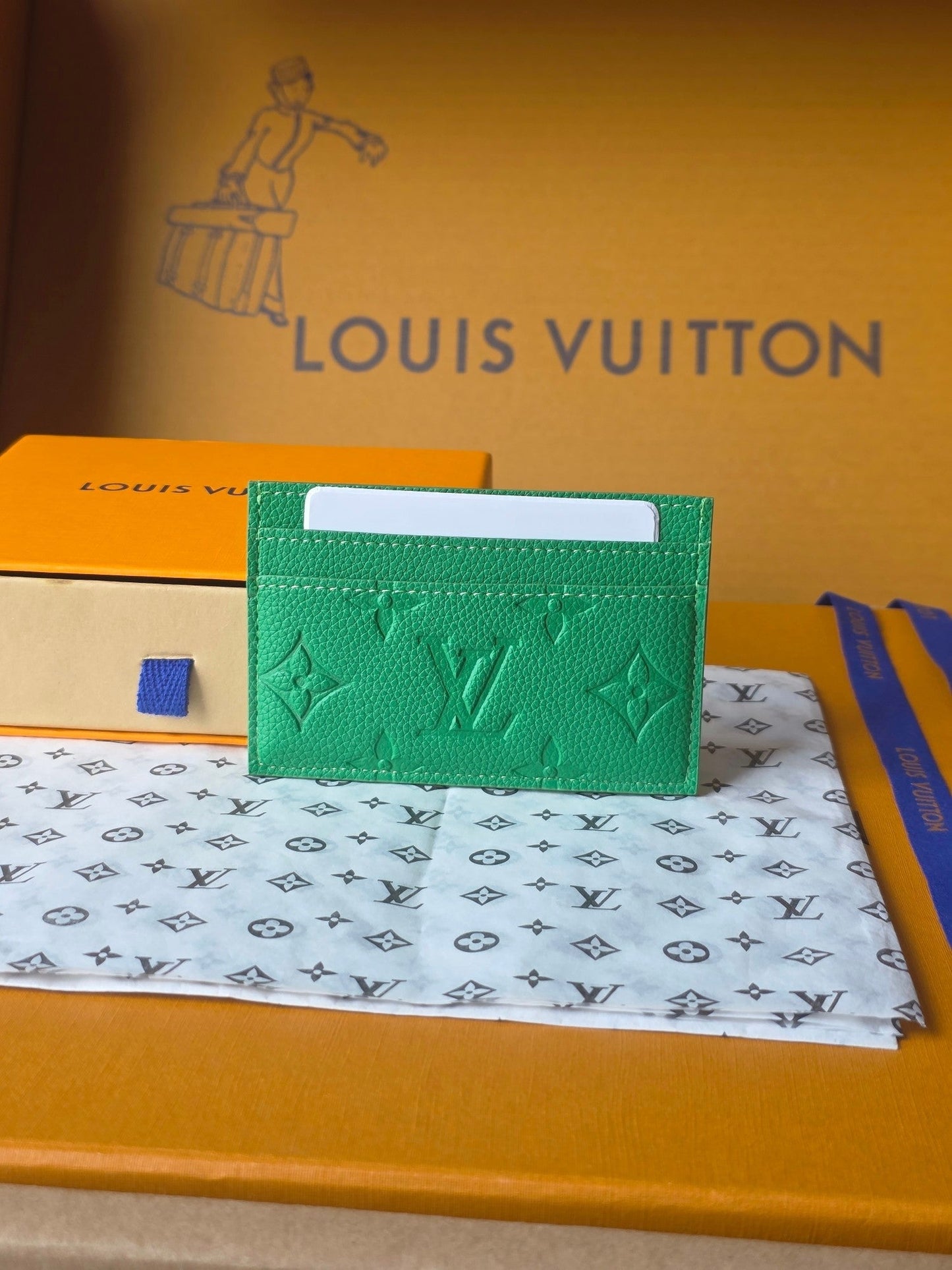 LV M25998 Double Card Holder Bamboo Green Taurillon Monogram leather mysite
