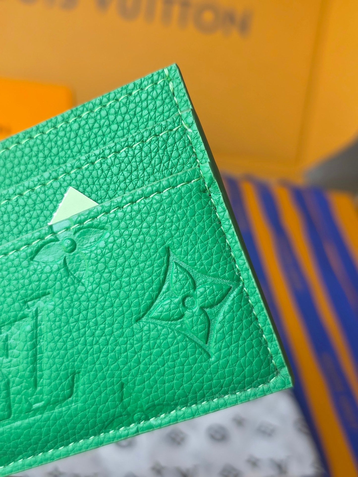 LV M25998 Double Card Holder Bamboo Green Taurillon Monogram leather mysite