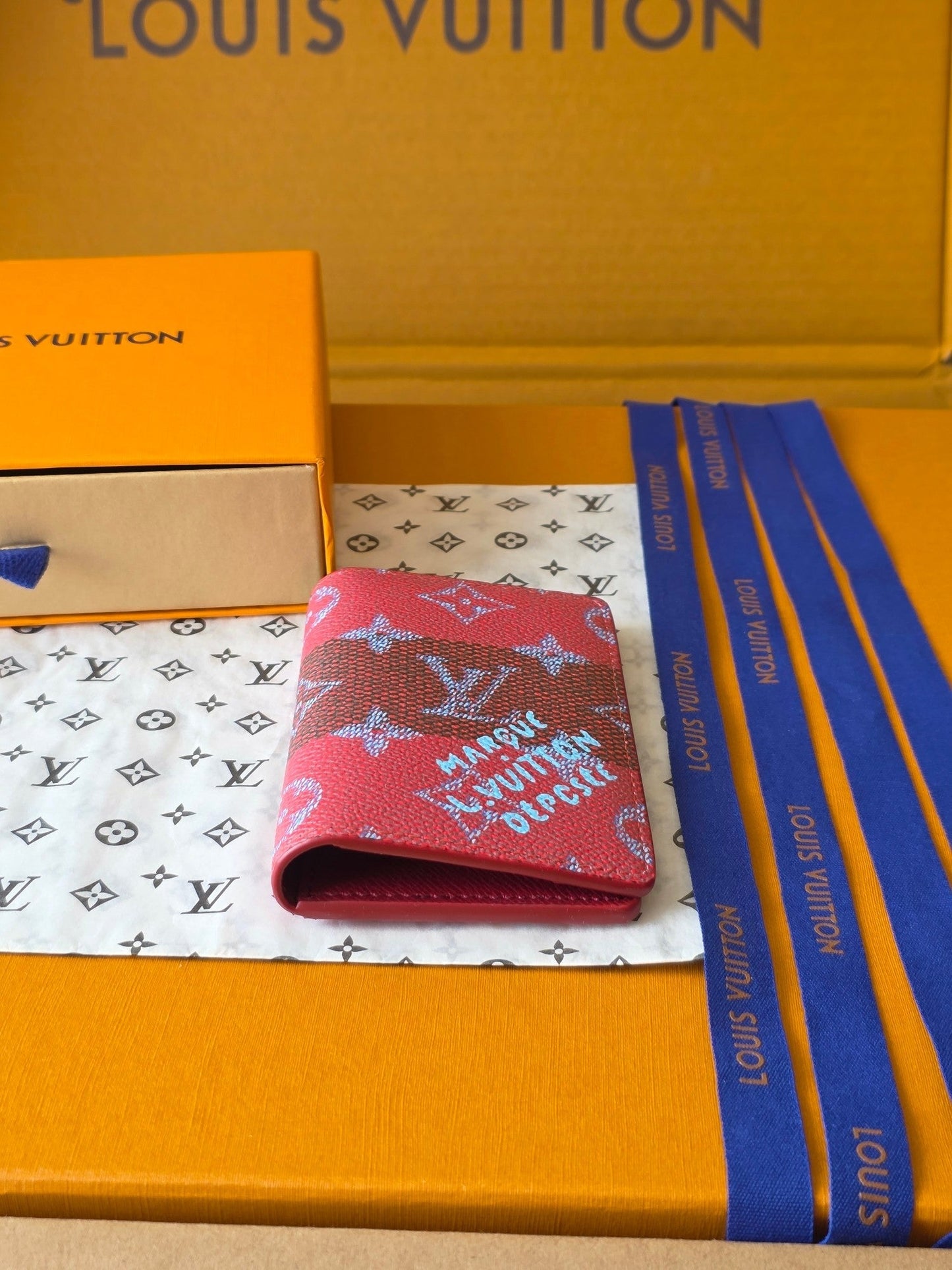 LV Pocket Organizer Red Black Cowhide mysite