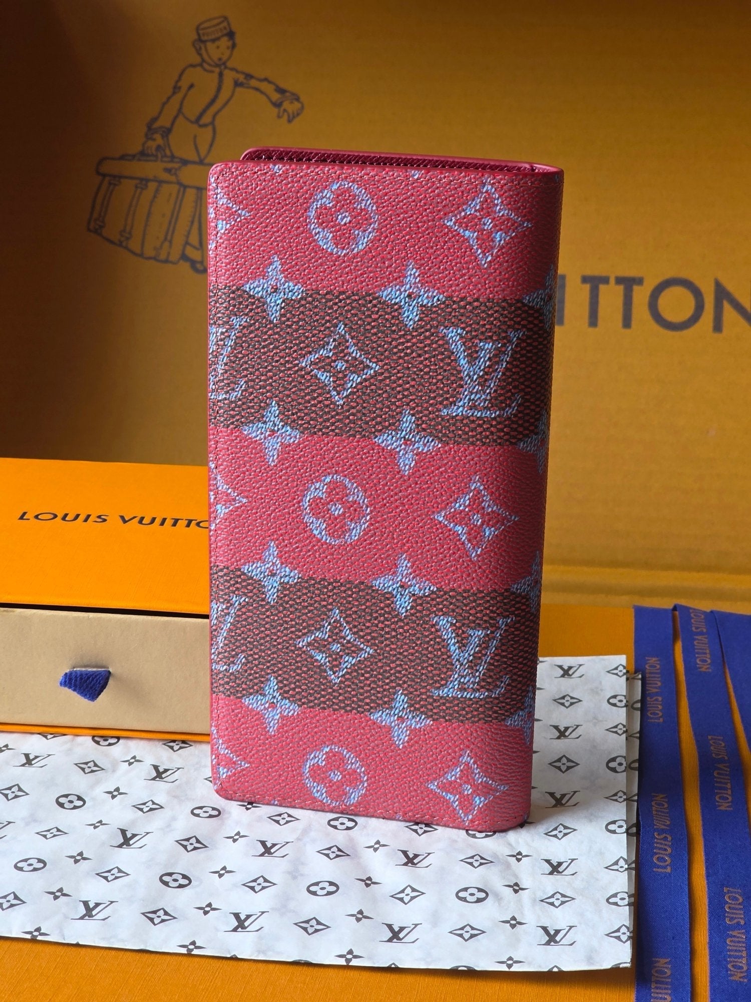 LV Brazza Wallet Red Black Cowhide mysite