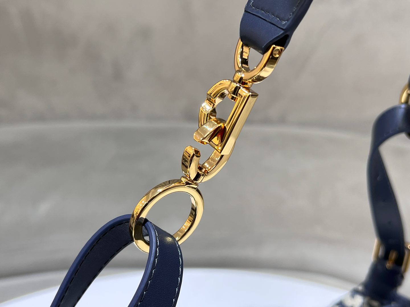 CD Jacquard Hobo Bag 23 With Chain Dark Blue White Canvas mysite