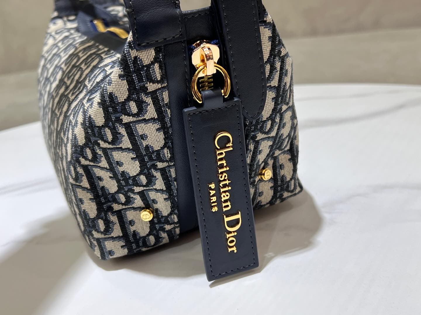 CD Jacquard Hobo Bag 23 With Chain Dark Blue White Canvas mysite