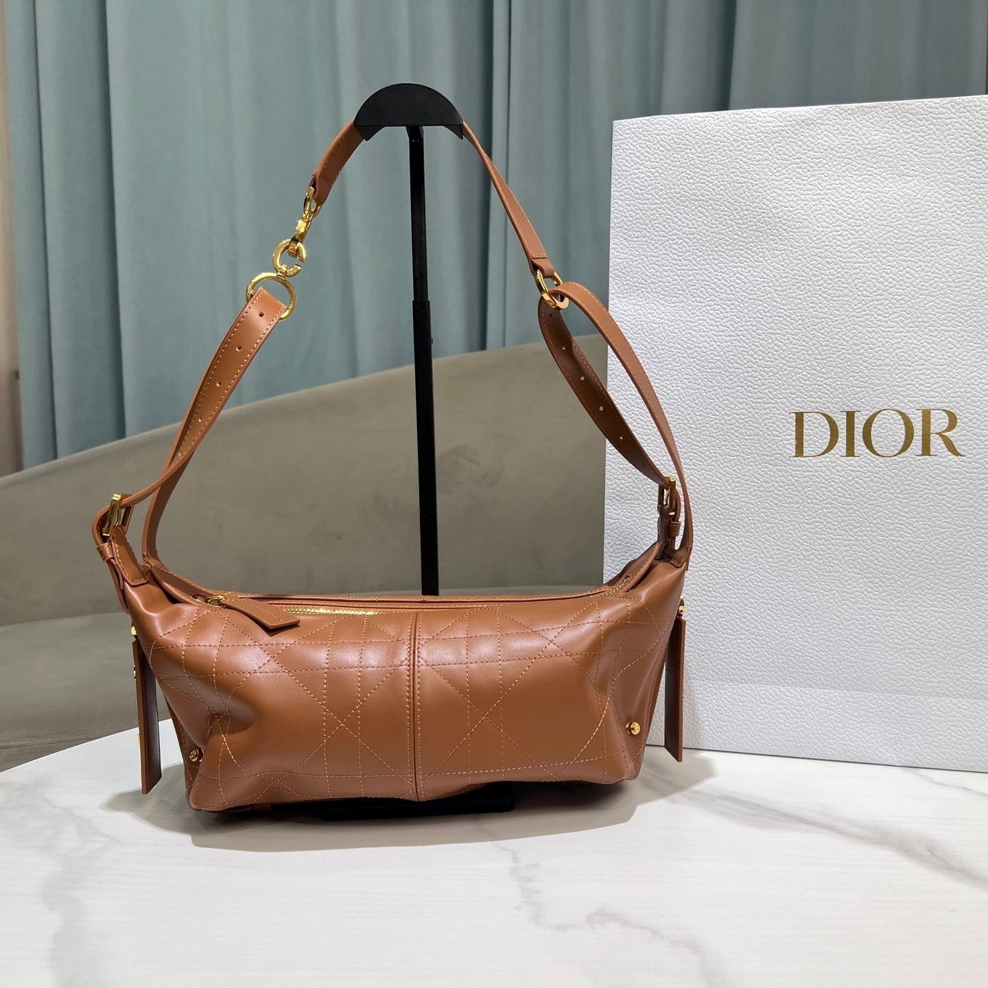 CD Hobo Bag 23 With Chain Brown Calfskin mysite