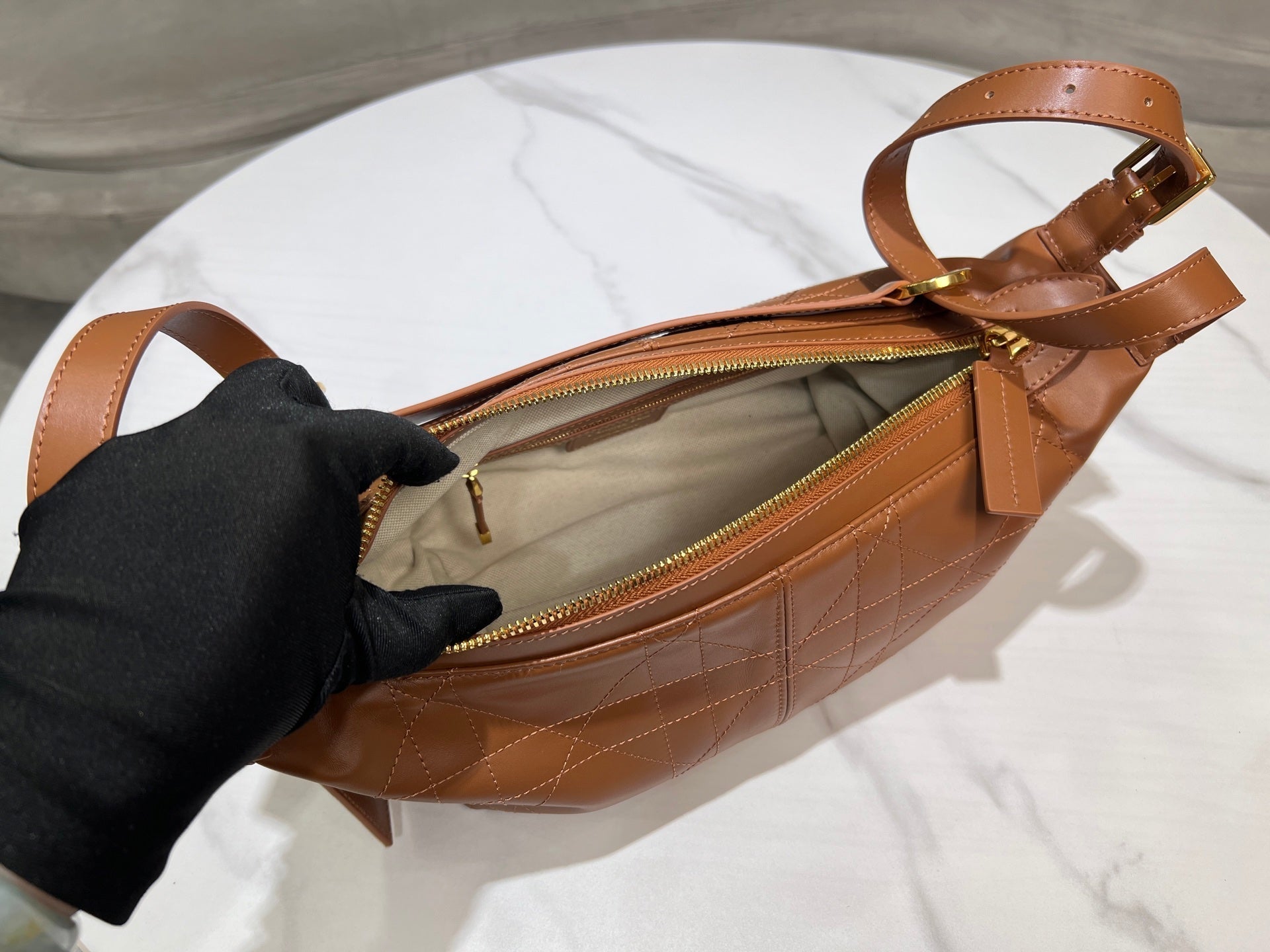 CD Hobo Bag 23 With Chain Brown Calfskin mysite