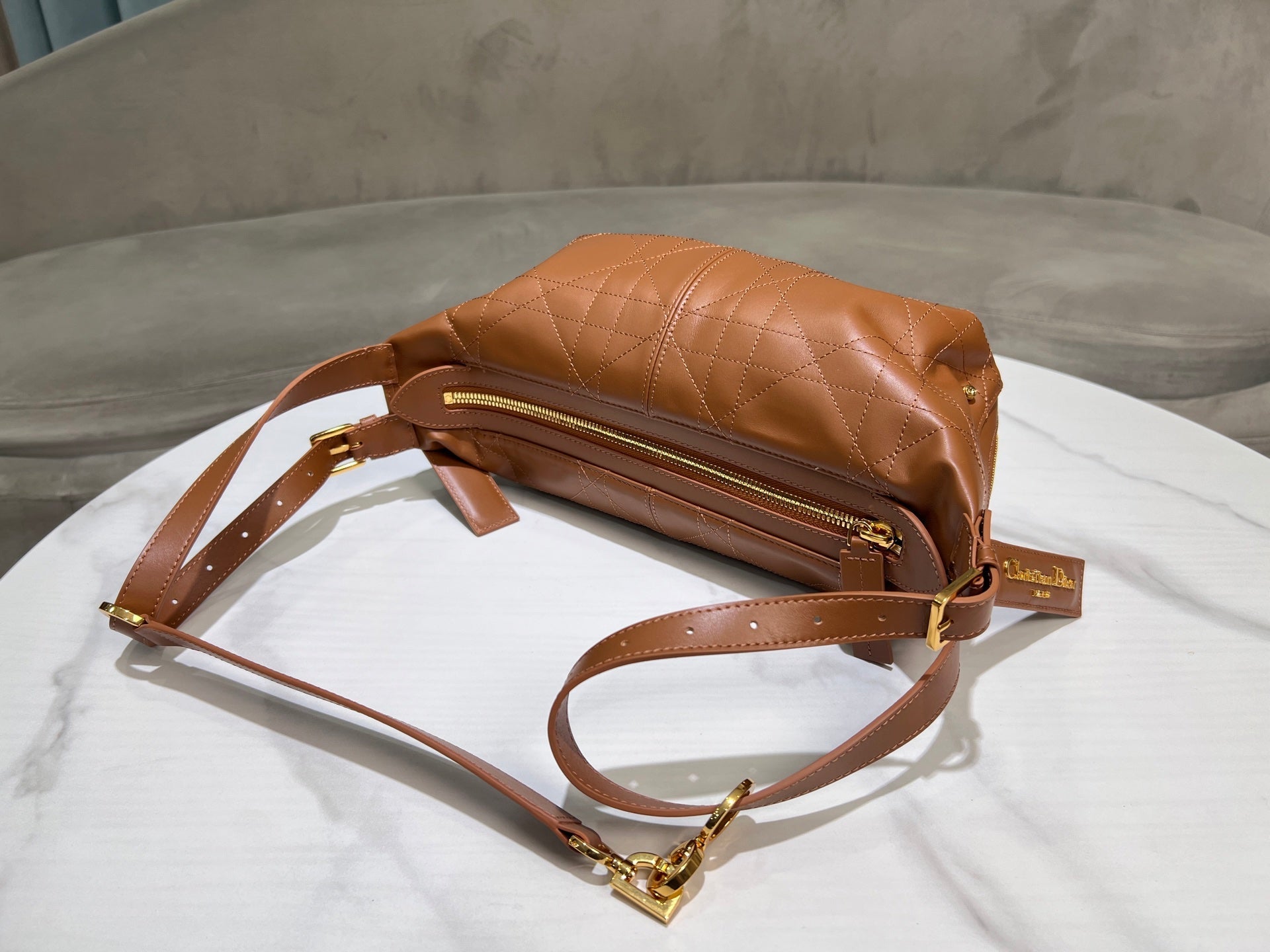 CD Hobo Bag 23 With Chain Brown Calfskin mysite