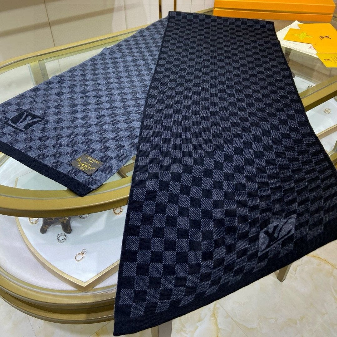 PETIT DAMIER SCARF 170 CM IN BLACK CASHMERE 390784 mysite