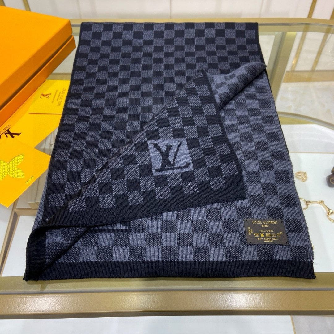 PETIT DAMIER SCARF 170 CM IN BLACK CASHMERE 390784 mysite